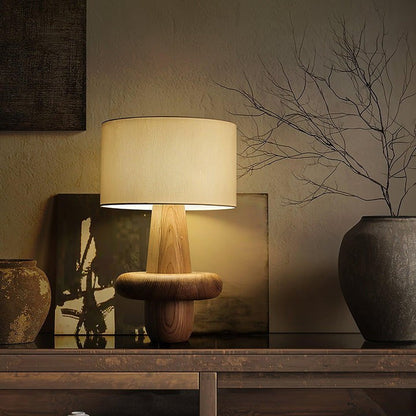 Natural Wood & Fabric Table Lamp – Warm Ambient Glow