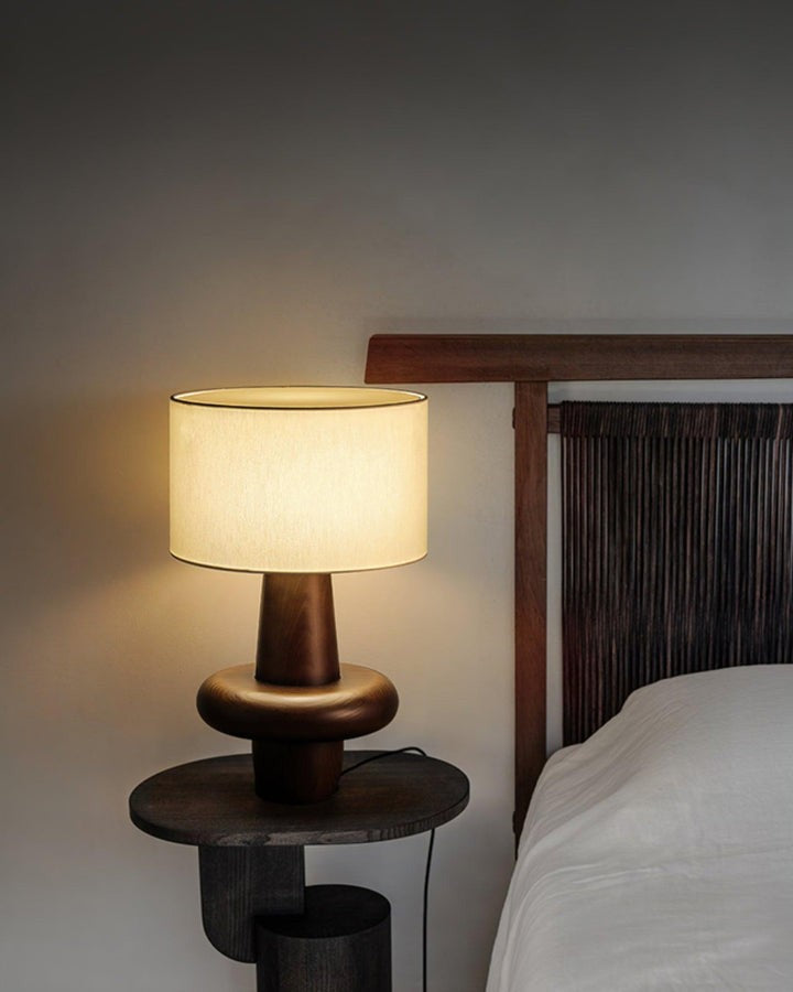 Natural Wood & Fabric Table Lamp – Warm Ambient Glow