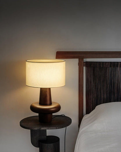 Natural Wood & Fabric Table Lamp – Warm Ambient Glow