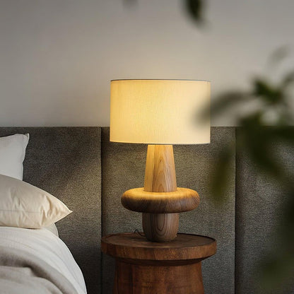 Natural Wood & Fabric Table Lamp – Warm Ambient Glow