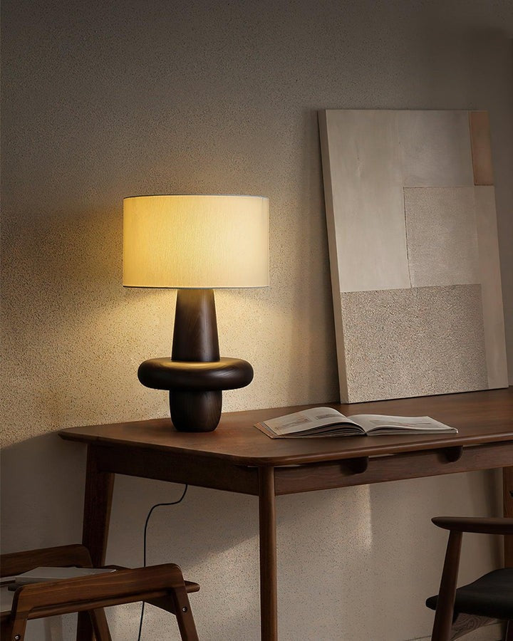 Natural Wood & Fabric Table Lamp – Warm Ambient Glow