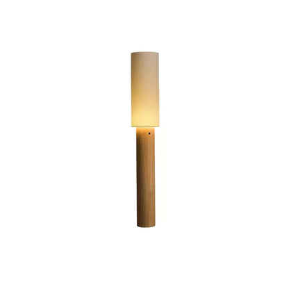 Natural Wood Floor Lamp with Soft Fabric Shade