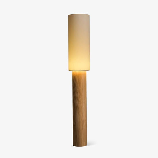 Natural Wood Floor Lamp with Soft Fabric Shade