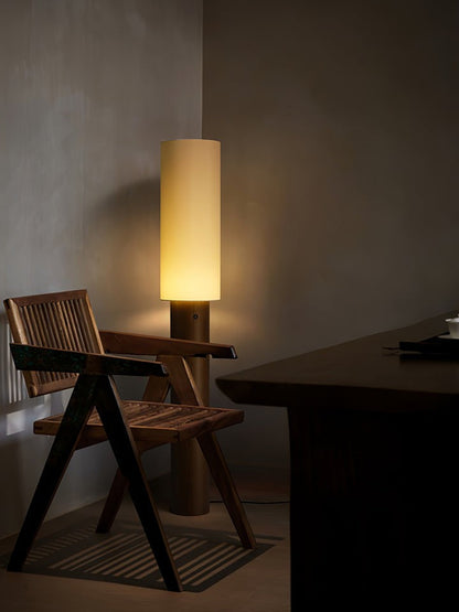 Natural Wood Floor Lamp with Soft Fabric Shade