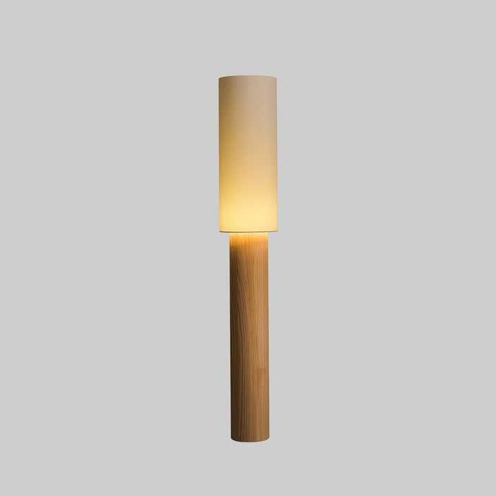 Natural Wood Floor Lamp with Soft Fabric Shade