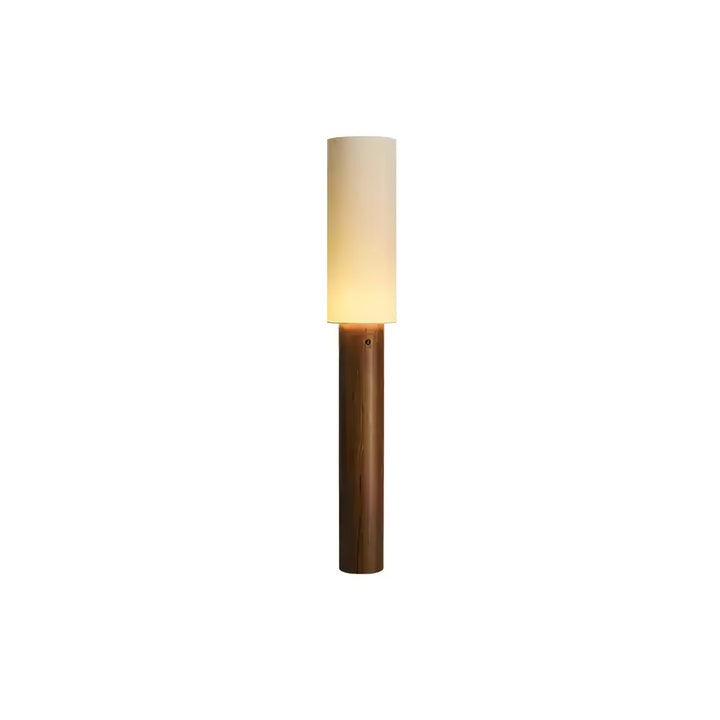 Natural Wood Floor Lamp with Soft Fabric Shade