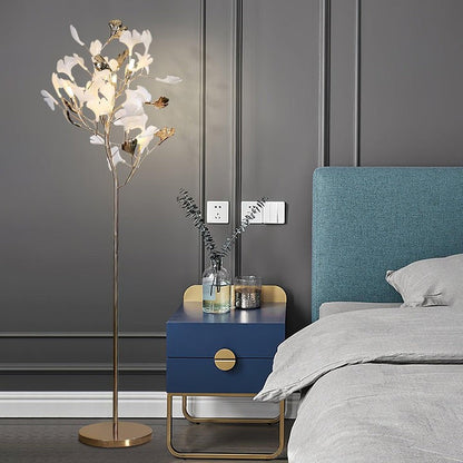 Nature-Inspired Ginkgo Leaf Floor Lamp – Ambient Lighting