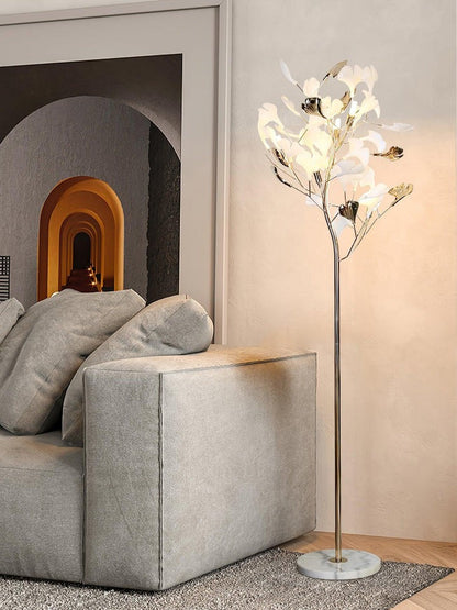 Nature-Inspired Ginkgo Leaf Floor Lamp – Ambient Lighting