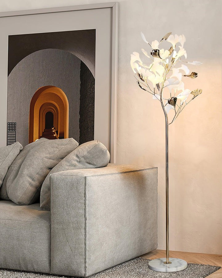 Nature-Inspired Ginkgo Leaf Floor Lamp – Ambient Lighting