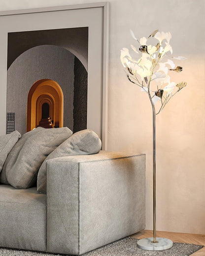 Nature-Inspired Ginkgo Leaf Floor Lamp – Ambient Lighting