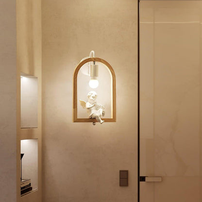 Oak Wood & Resin Bird Wall Light Sconce