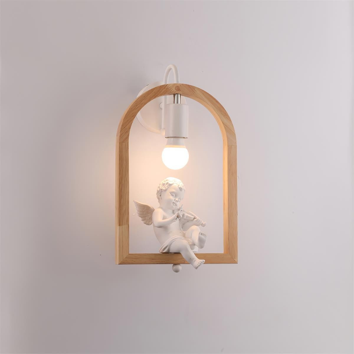 Oak Wood & Resin Bird Wall Light Sconce