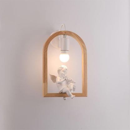 Oak Wood & Resin Bird Wall Light Sconce