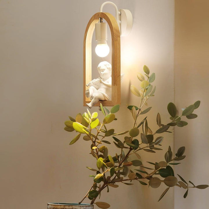 Oak Wood & Resin Bird Wall Light Sconce