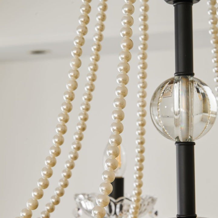 Opulent Black Iron &amp; Crystal Ceiling Chandelier