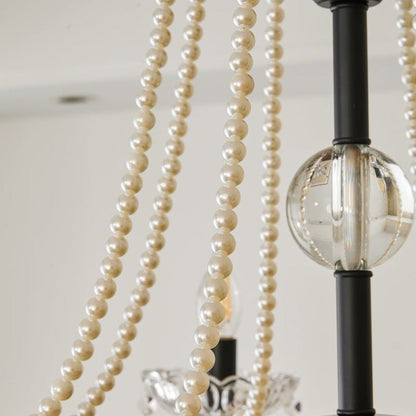 Opulent Black Iron &amp; Crystal Ceiling Chandelier