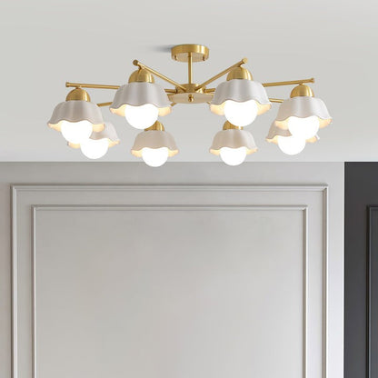 Organic Floral Glass Shade Chandelier