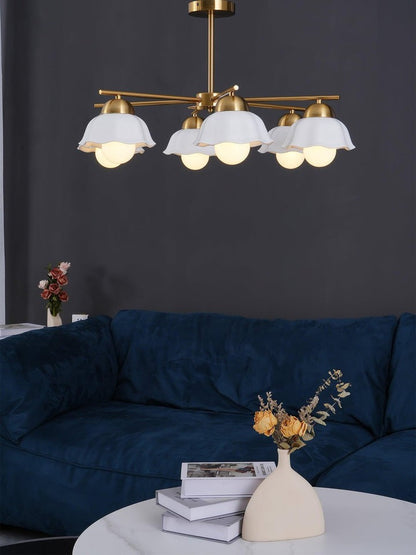 Organic Floral Glass Shade Chandelier