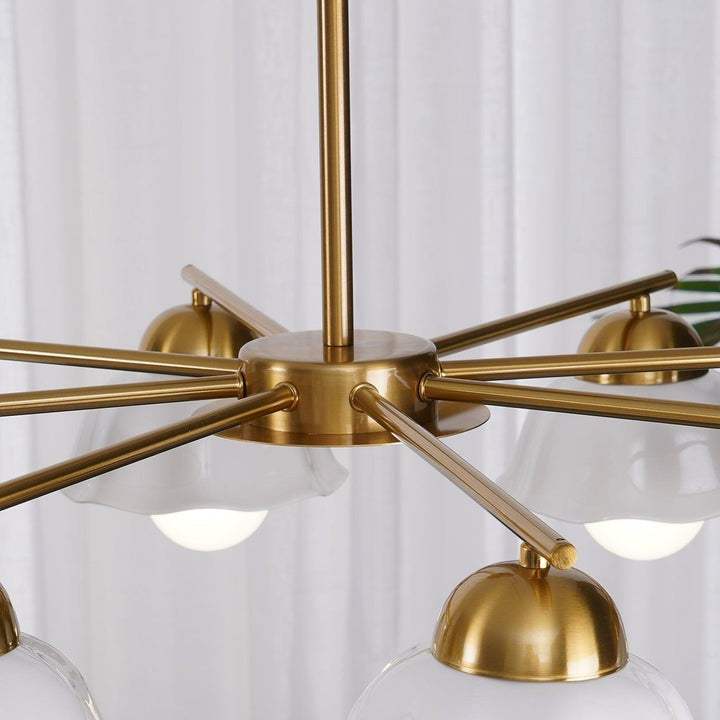 Organic Floral Glass Shade Chandelier