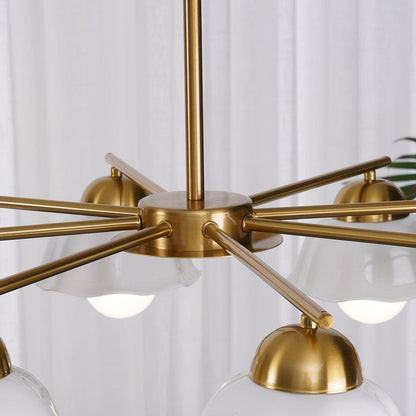 Organic Floral Glass Shade Chandelier