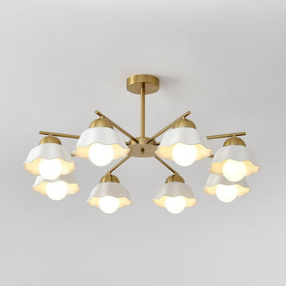 Organic Floral Glass Shade Chandelier