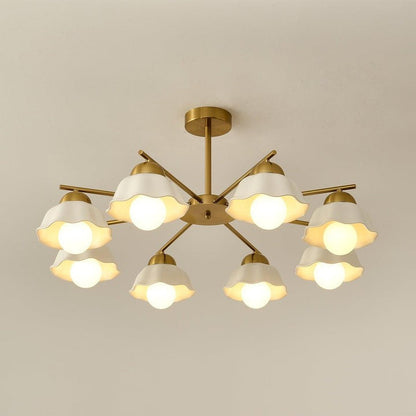 Organic Floral Glass Shade Chandelier