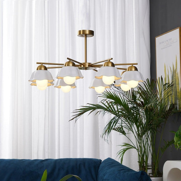Organic Floral Glass Shade Chandelier