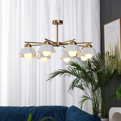 Organic Floral Glass Shade Chandelier