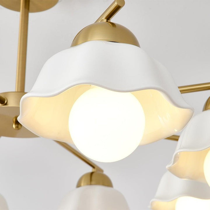 Organic Floral Glass Shade Chandelier