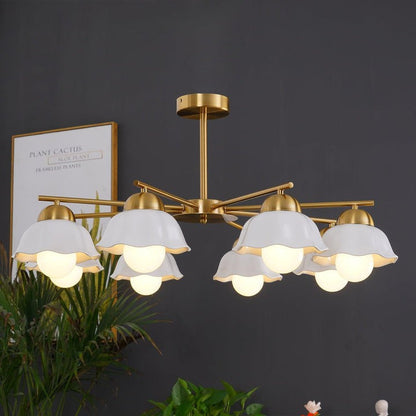 Organic Floral Glass Shade Chandelier