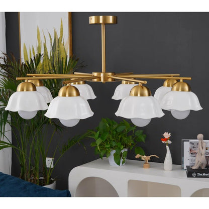 Organic Floral Glass Shade Chandelier