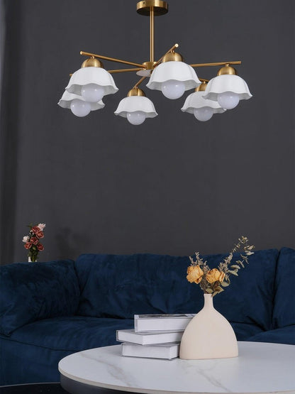 Organic Floral Glass Shade Chandelier