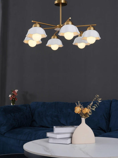 Organic Floral Glass Shade Chandelier
