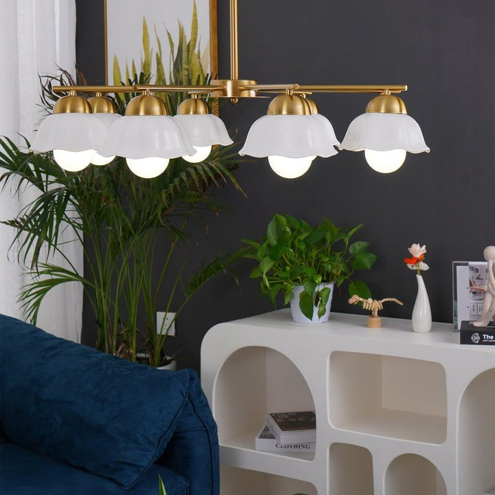Organic Floral Glass Shade Chandelier