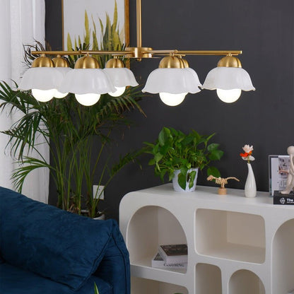 Organic Floral Glass Shade Chandelier