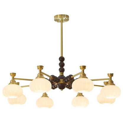 Organic Iron, Wood & Glass Orb Chandelier