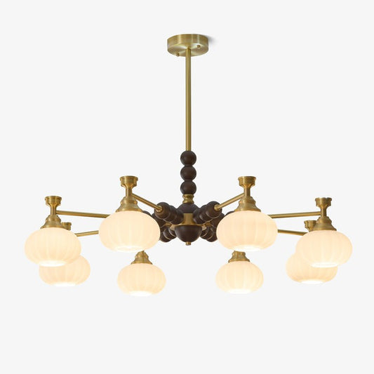 Organic Iron, Wood & Glass Orb Chandelier