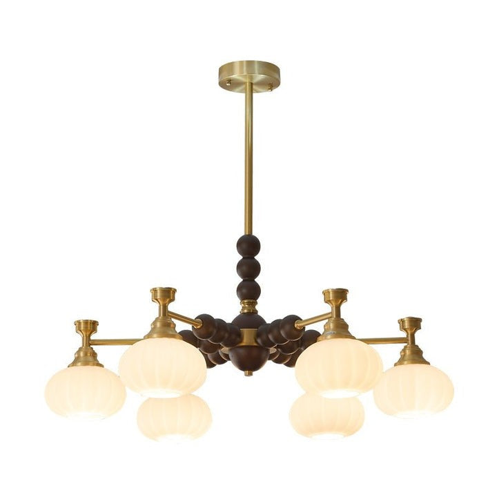 Organic Iron, Wood & Glass Orb Chandelier