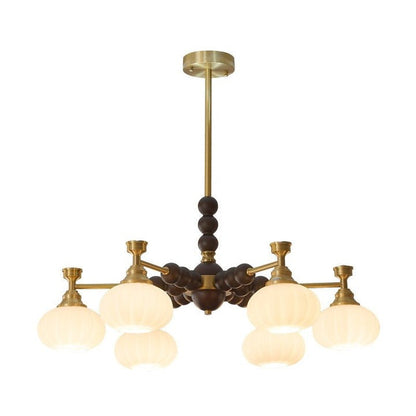 Organic Iron, Wood & Glass Orb Chandelier