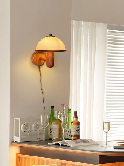 Organic Oak Mushroom Wall Lamp