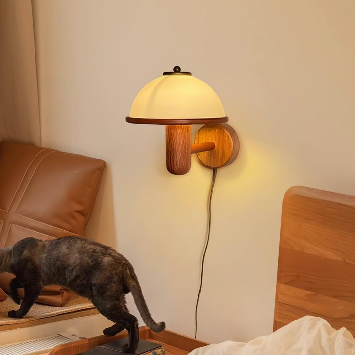 Organic Oak Mushroom Wall Lamp