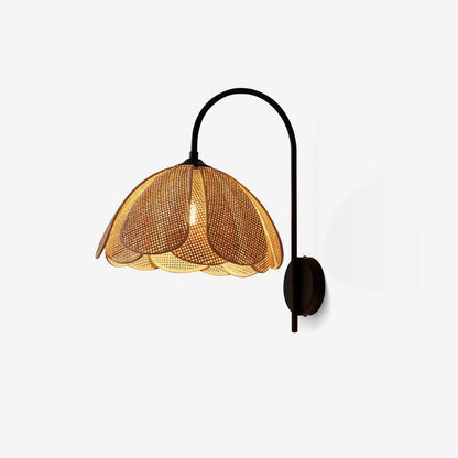 Organic Rattan Petal Wall Sconce - LED Ambient Lighting