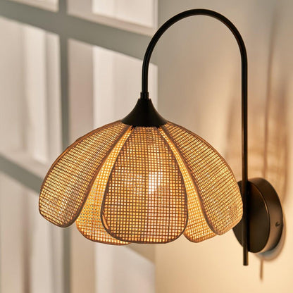 Organic Rattan Petal Wall Sconce - LED Ambient Lighting