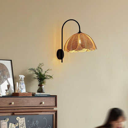 Organic Rattan Petal Wall Sconce - LED Ambient Lighting
