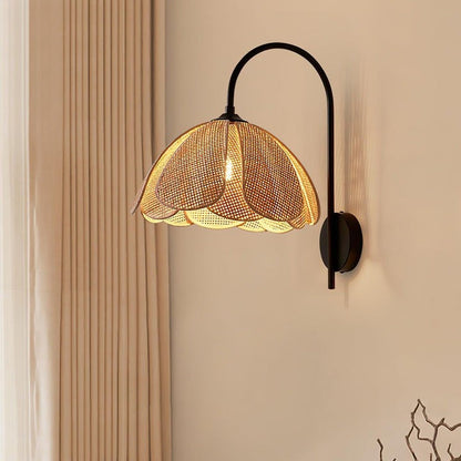 Organic Rattan Petal Wall Sconce - LED Ambient Lighting