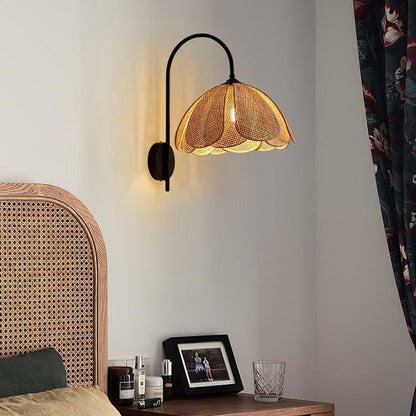 Organic Rattan Petal Wall Sconce - LED Ambient Lighting
