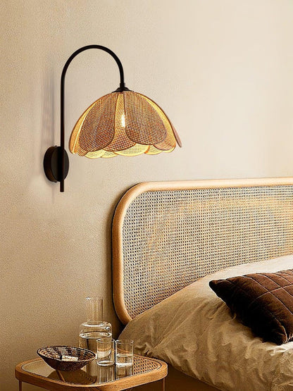 Organic Rattan Petal Wall Sconce - LED Ambient Lighting