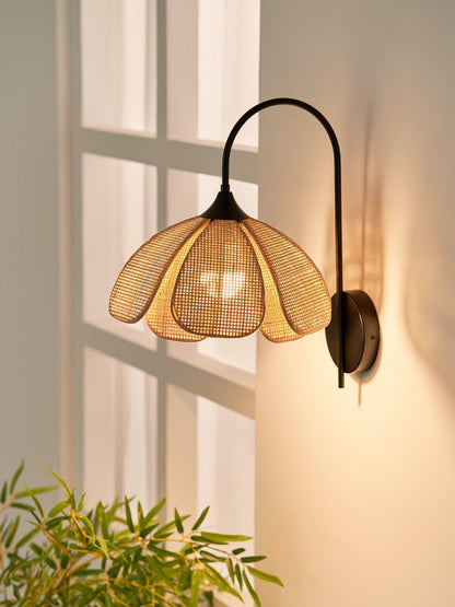 Organic Rattan Petal Wall Sconce - LED Ambient Lighting