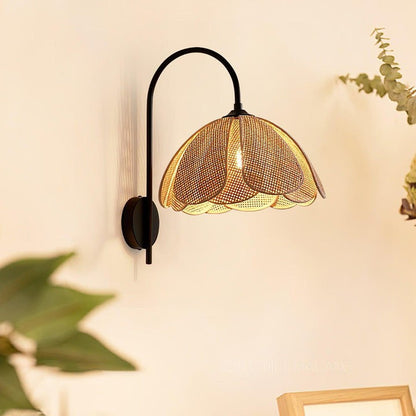 Organic Rattan Petal Wall Sconce - LED Ambient Lighting