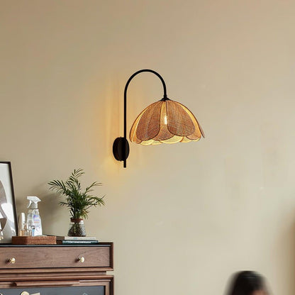 Organic Rattan Petal Wall Sconce - LED Ambient Lighting